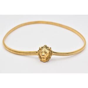 Vintage Accessocraft Gold Lion Head Stretch Omega Chain Belt 27–34" Made USA 80s